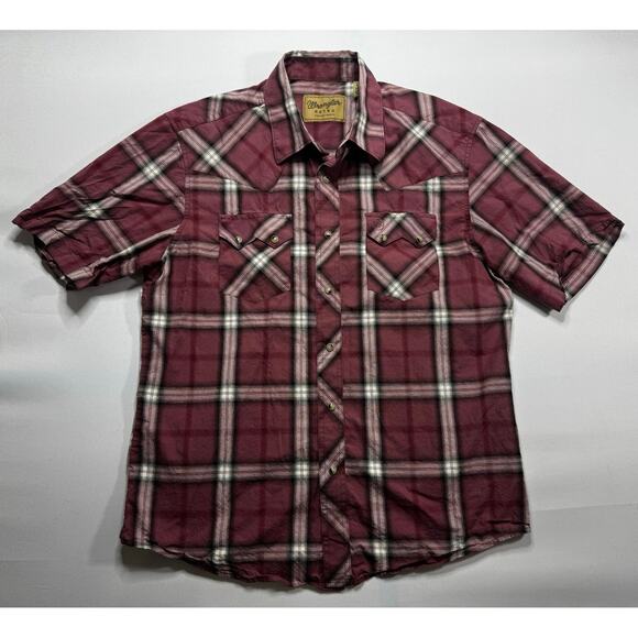 Wrangler Other - Wrangler Retro Men's Short Sleeve Purple Plaid Western Pearl Snap Shirt -Size L*